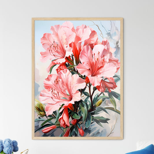 Home Plant Azalea Rhododendron Simsii On Lig - Framed Art Print