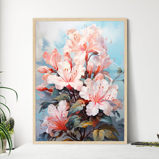 Home Plant Azalea Rhododendron Simsii On Light - A Painting Of Flowers On A Plant Default Title
