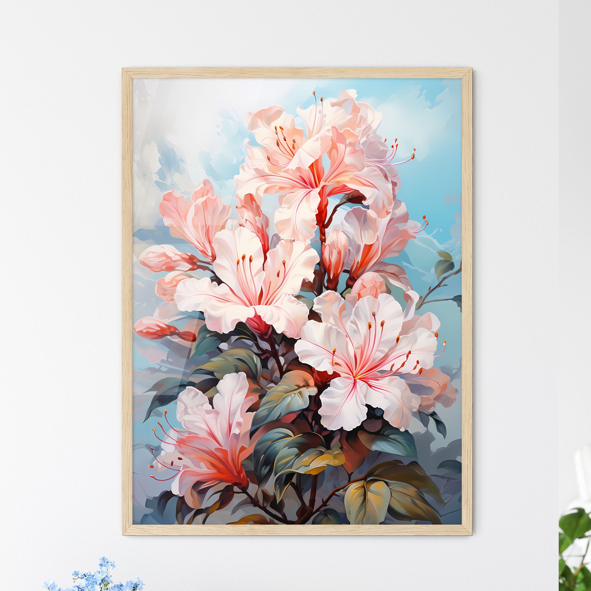 Home Plant Azalea Rhododendron Simsii On Lig - Framed Art Print