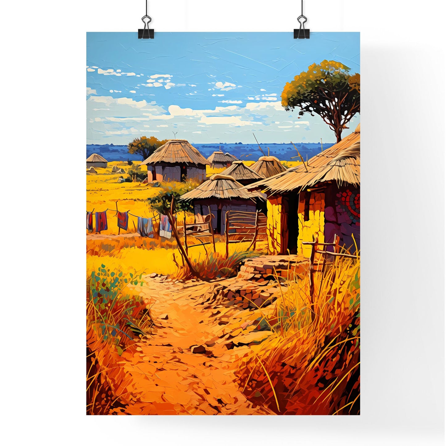 Massai - A Painting Of A Village Default Title