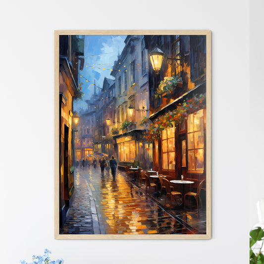 Old Galway City Streetkerwan S Lanedecorated - A Street With Tables And Chairs On It Framed Art