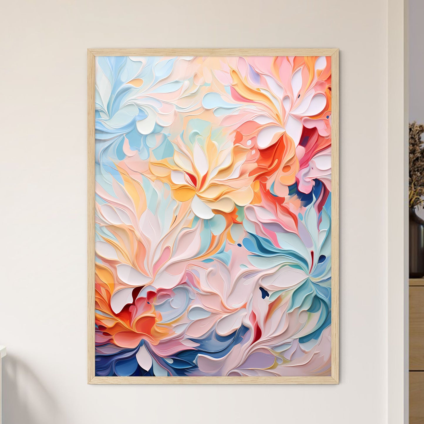 Original Abstract Oil Painting - A Colorful  - Framed Art Print