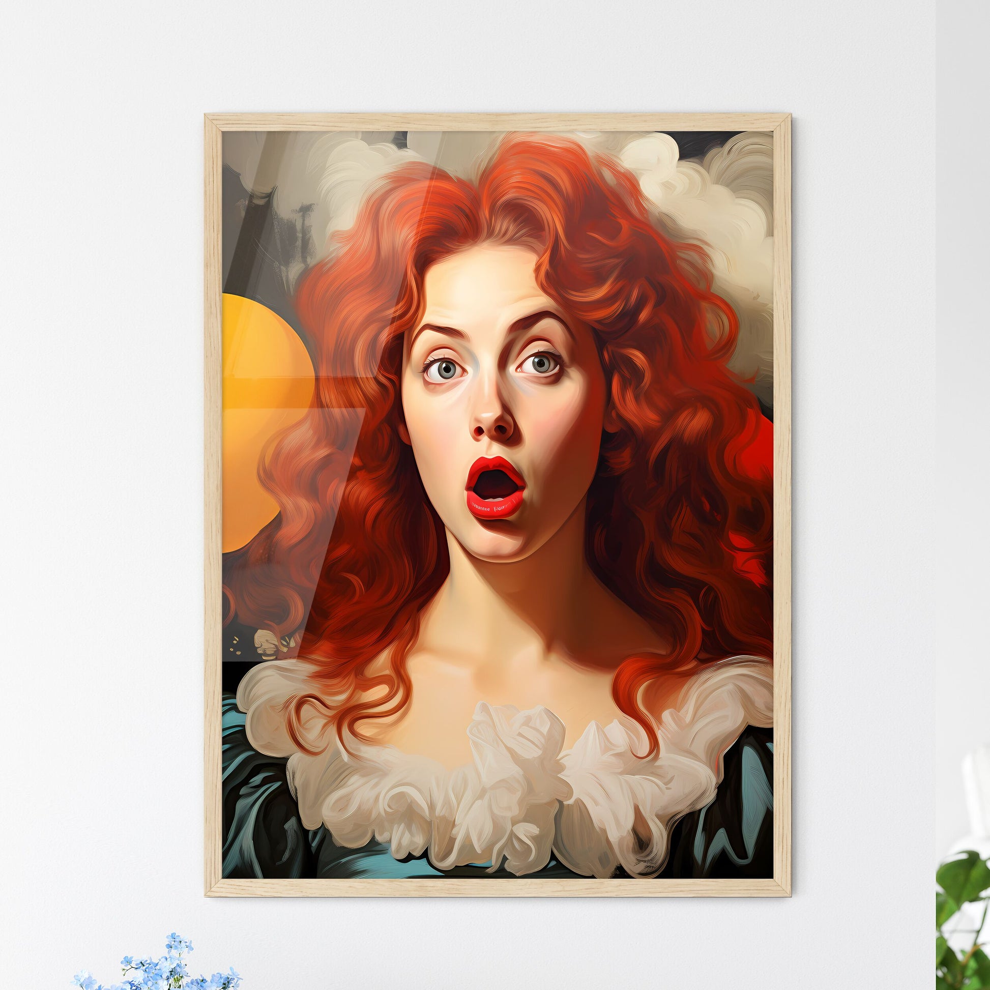 Pop Art Illustration Of Surprised Woman - A  - Framed Art Print