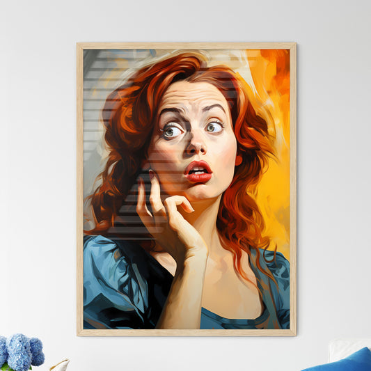 Pop Art Illustration Of Surprised Woman - A  - Framed Art Print