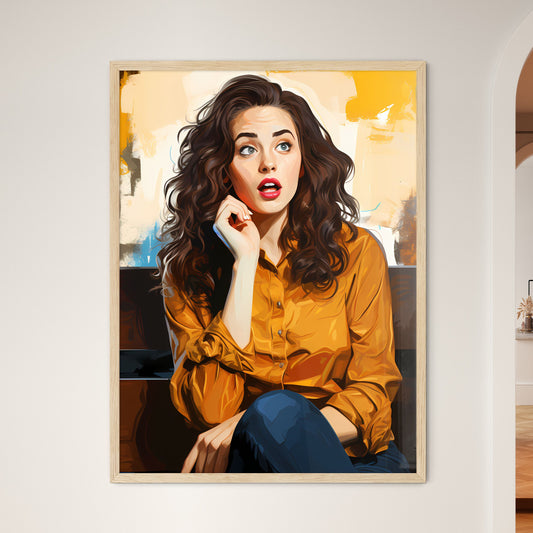 Pop Art Illustration Of Surprised Woman - A  - Framed Art Print