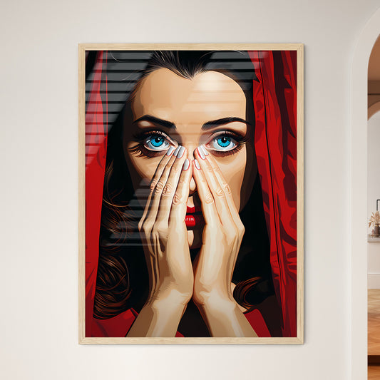 Pop Art Vintage Comic Style Woman With Open  - Framed Art Print