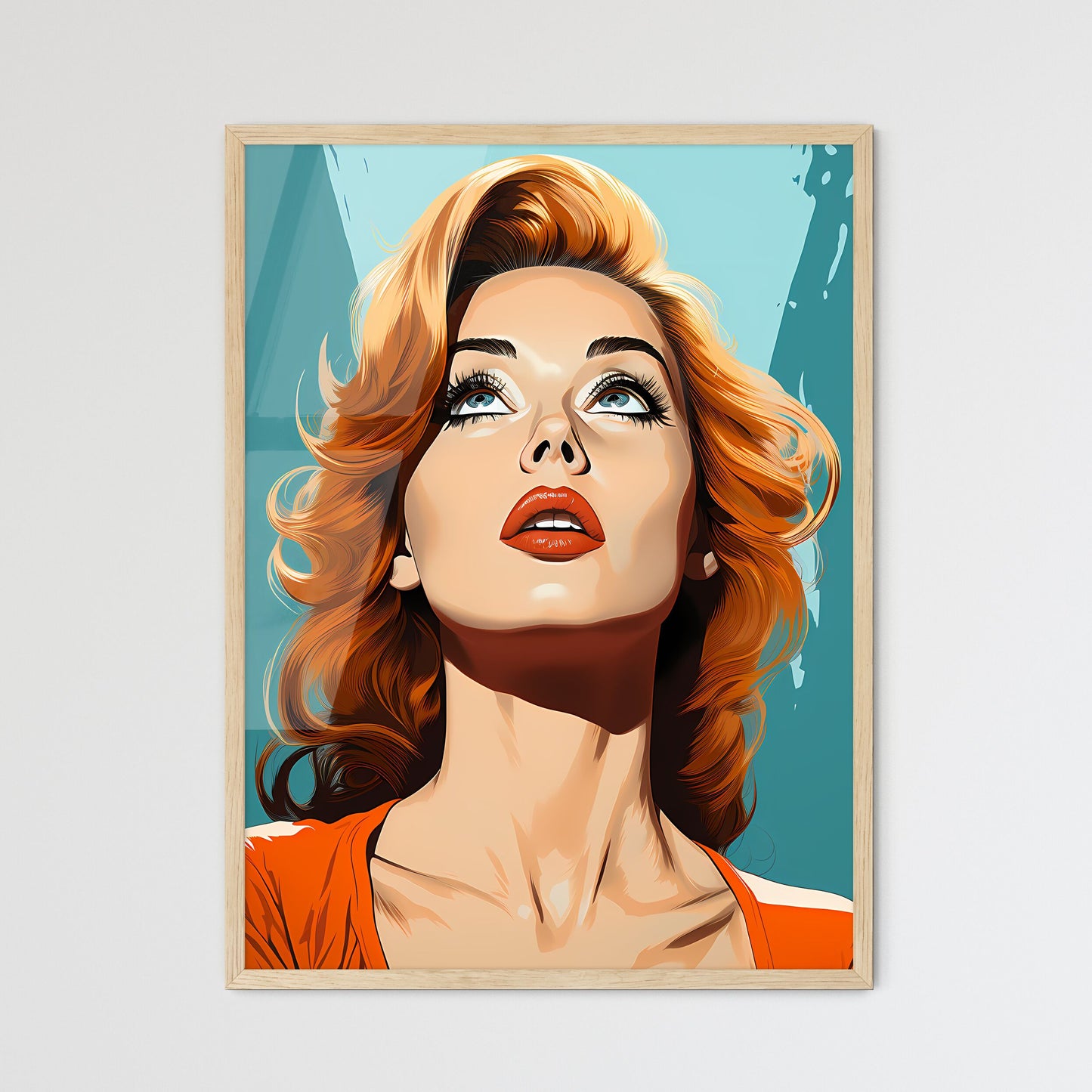 Pop Art Vintage Comic Style Woman With Open  - Framed Art Print