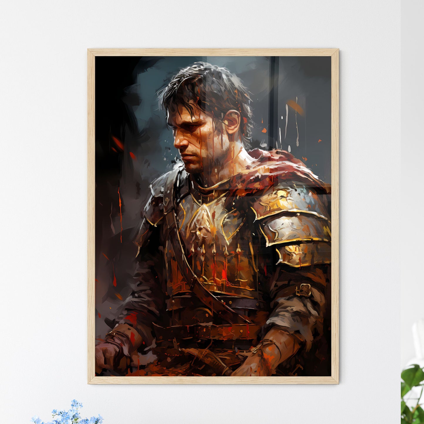 Portrait Of Roman Soldier Praying While - A  - Framed Art Print