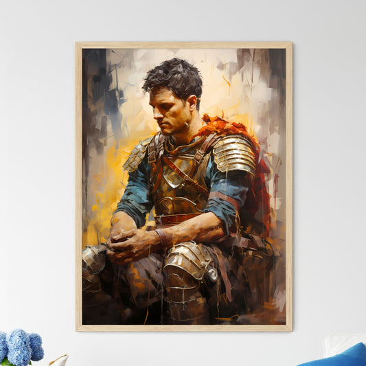 Portrait Of Roman Soldier Praying While - A  - Framed Art Print