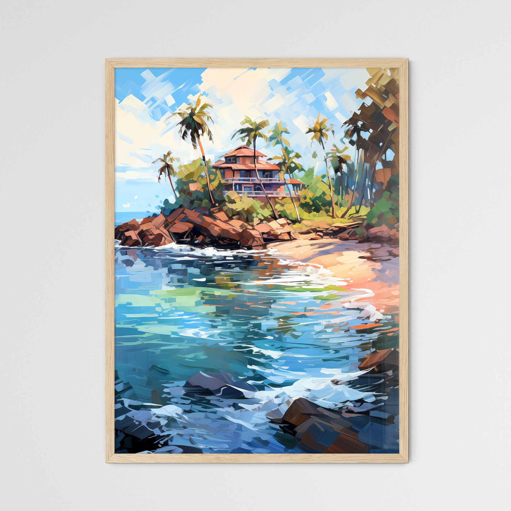 Private Island Surrounded By Sparklings - A  - Framed Art Print