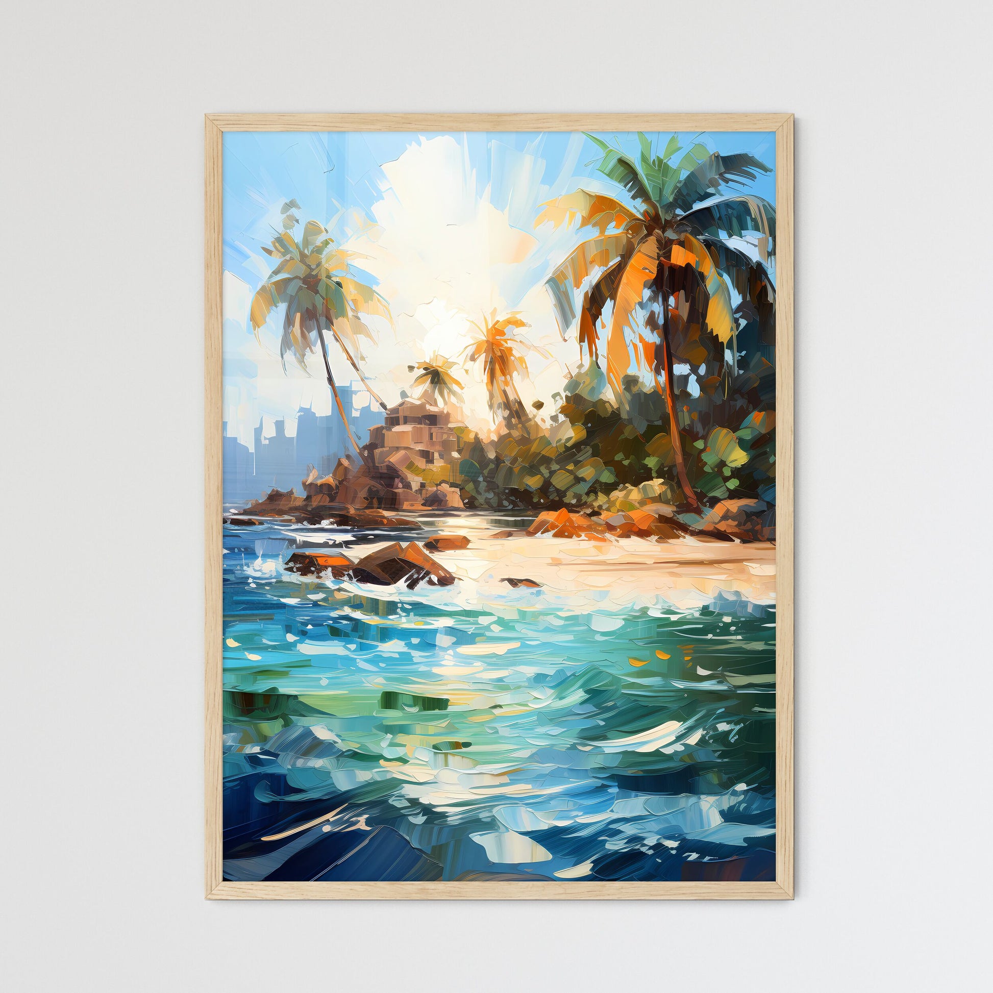 Private Island Surrounded By Sparklings - A  - Framed Art Print
