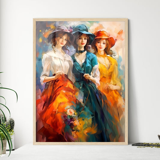 Three Young Beautiful Women Of 1920S - A Gro - Framed Art Print