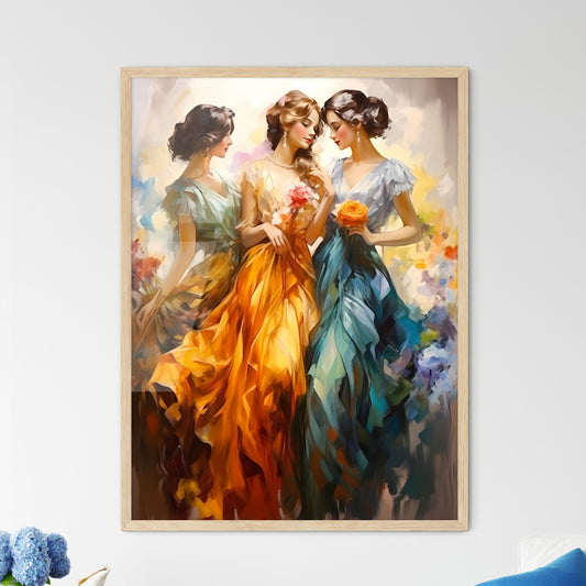 Three Young Beautiful Women Of 1920S - A Gro - Framed Art Print