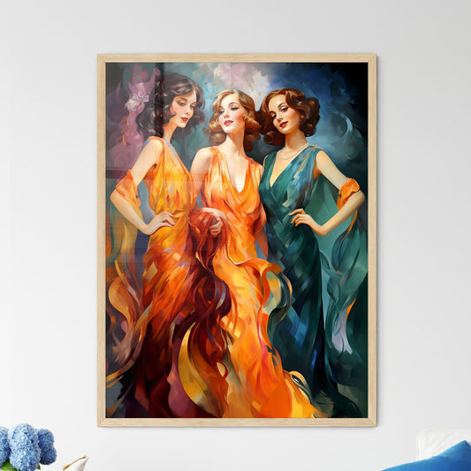 Three Young Beautiful Women Of 1920S - A Gro - Framed Art Print