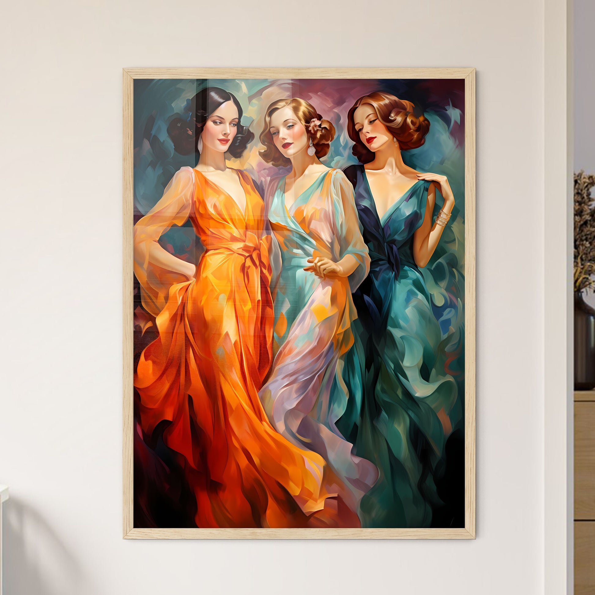 Three Young Beautiful Women Of 1920S - A Gro - Framed Art Print