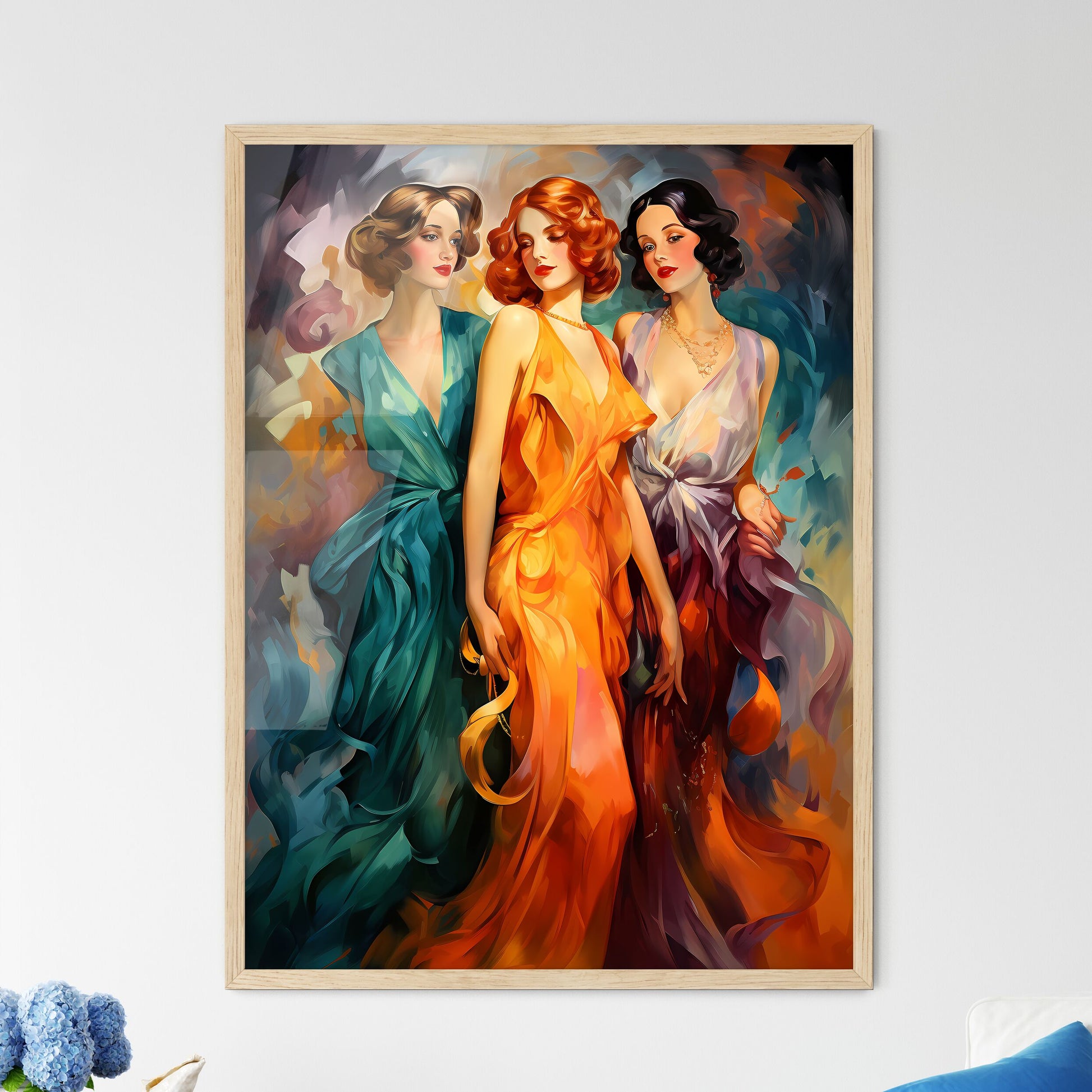 Three Young Beautiful Women Of 1920S - A Gro - Framed Art Print