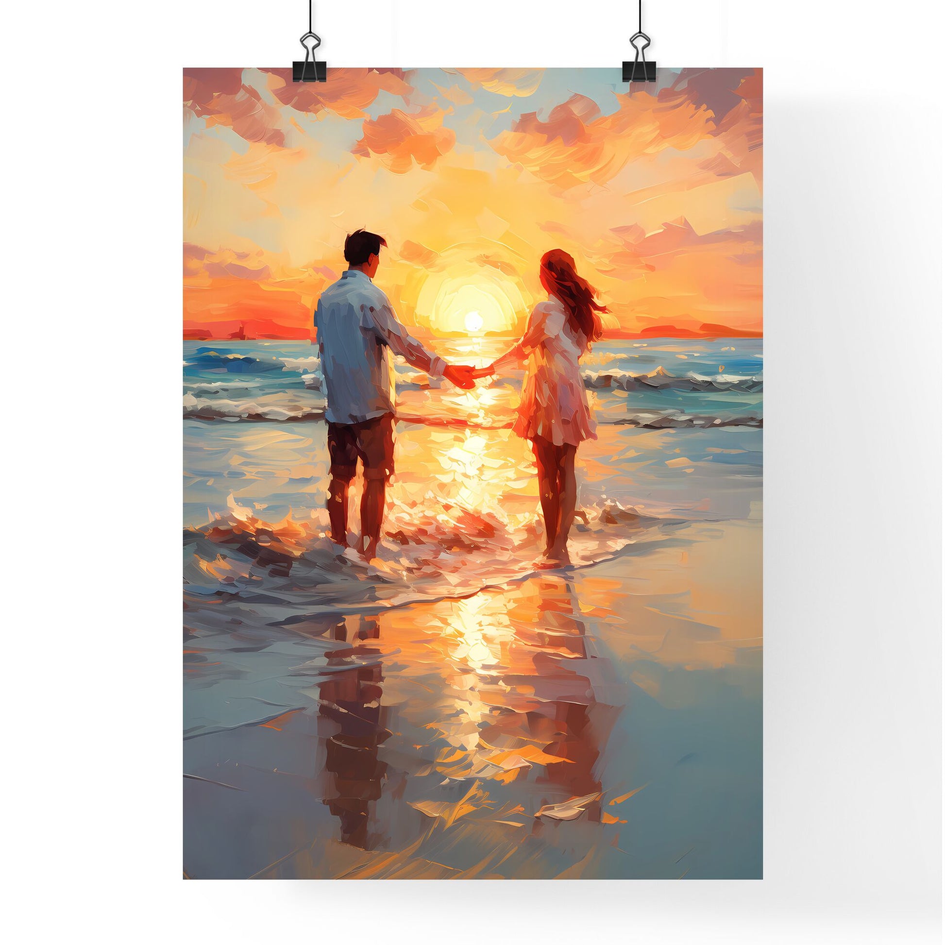 Two - A Man And Woman Holding Hands On A Beach Default Title