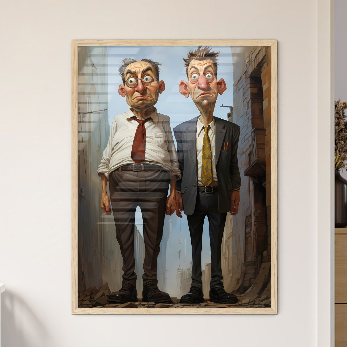Two Businessman Very Tall - Two Men In S - Framed Art Print