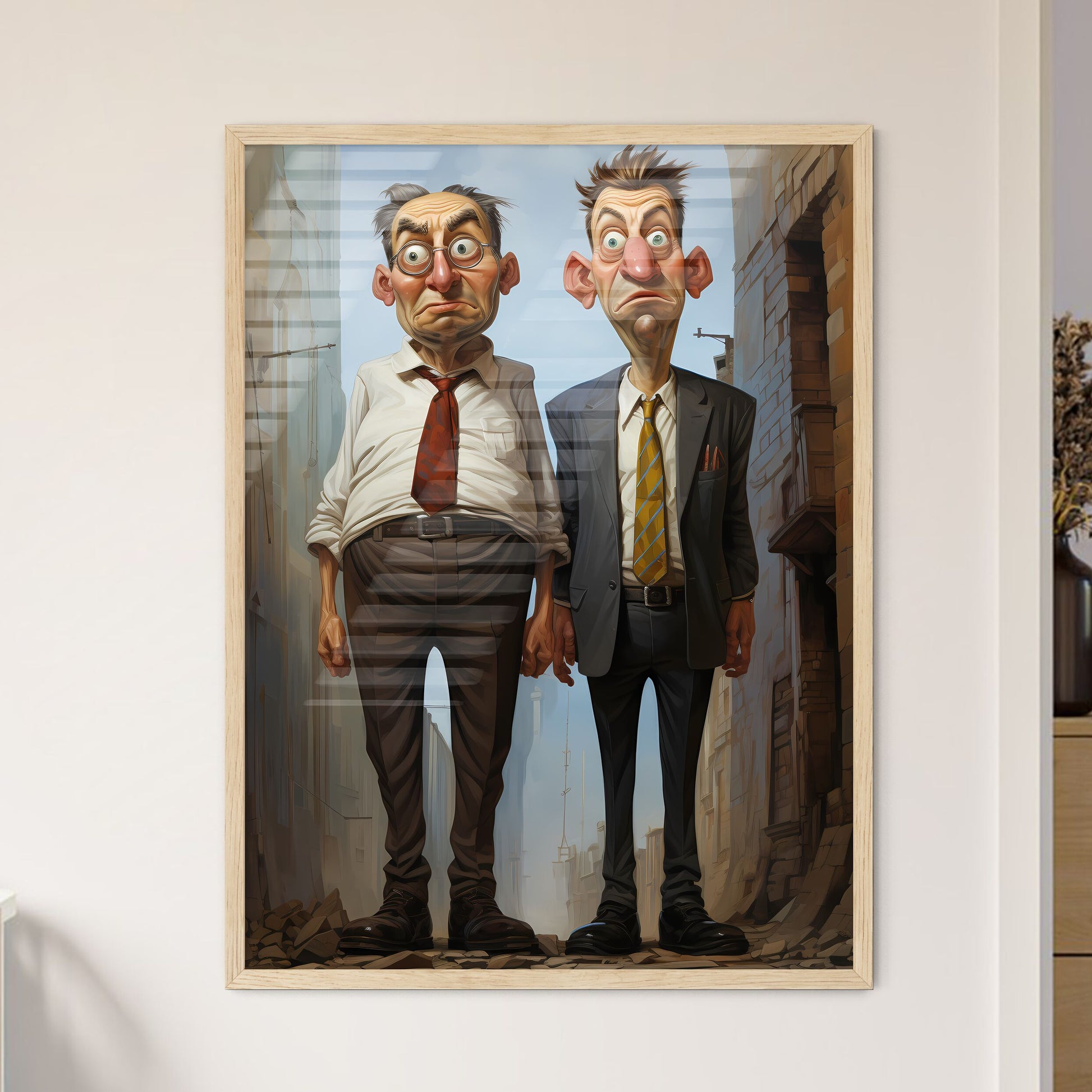 Two Businessman Very Tall - Two Men In S - Framed Art Print