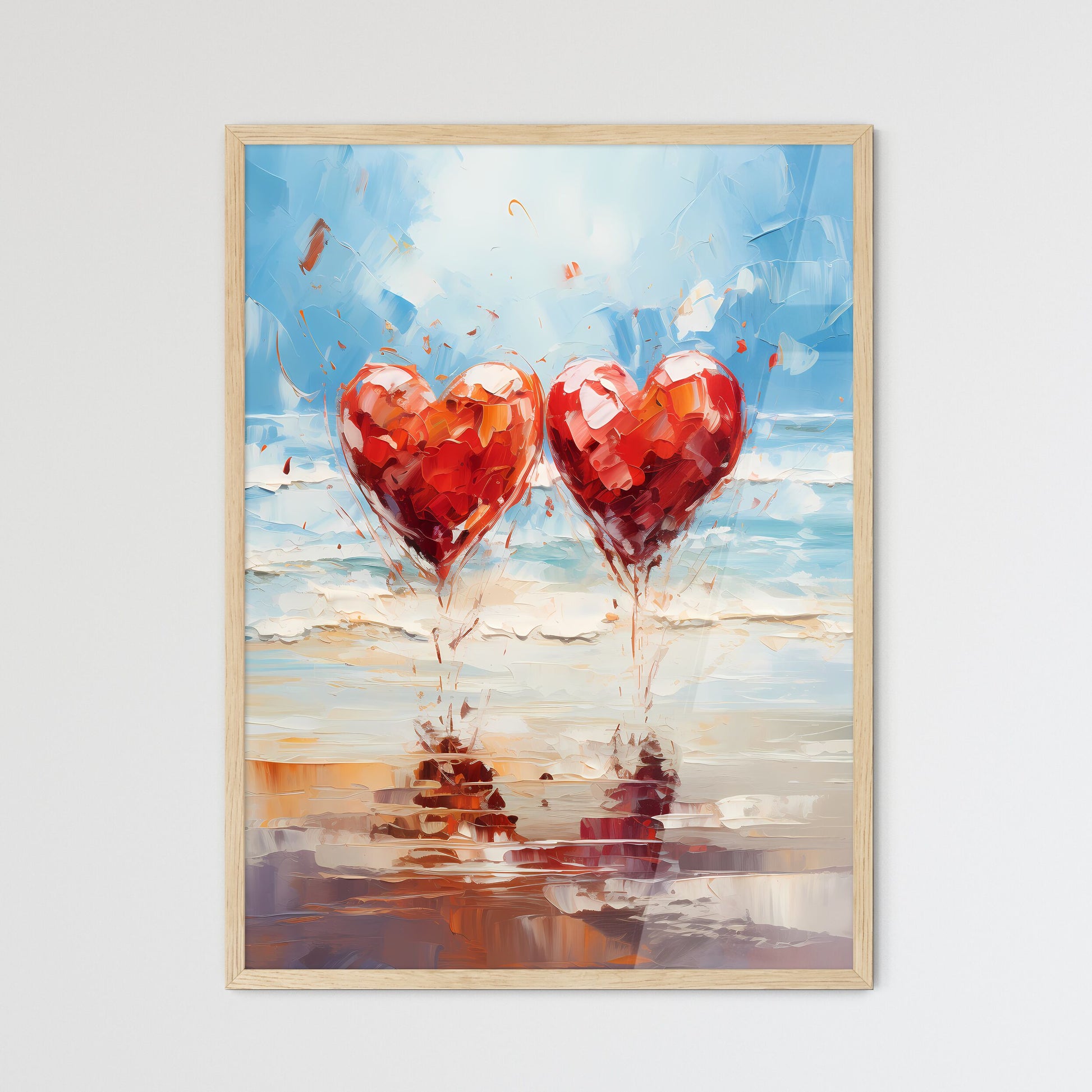 Two Red - Two Red Hear - Framed Art Print
