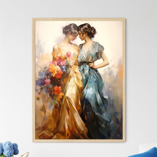 Two Young Beautiful Women Of 1920S - A Paint - Framed Art Print