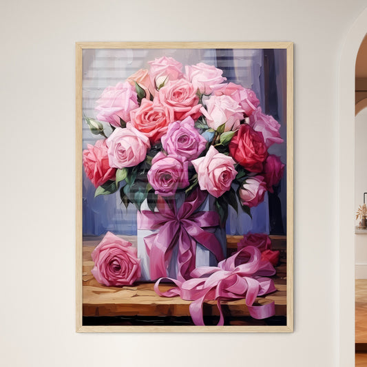 Valentines Day Background With Gift Box Full - Framed Art Print