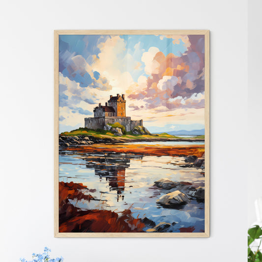 View Of The Dunguaire Castle Kinvara Bay Galway - A Painting Of A Castle On A Small Island Default Title