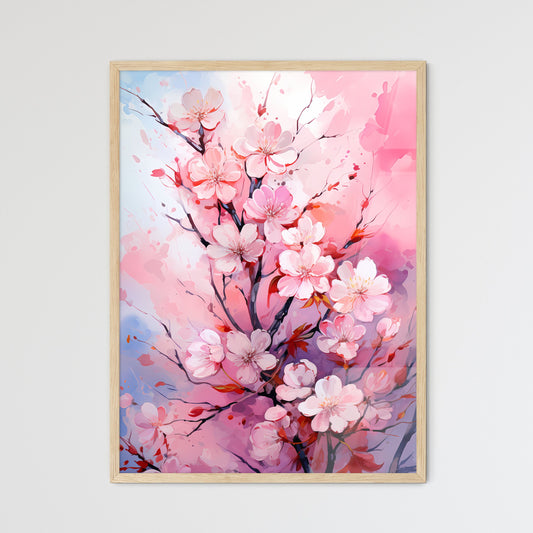 Watercolor Pink Blooming Flowers For Valenti - Framed Art Print