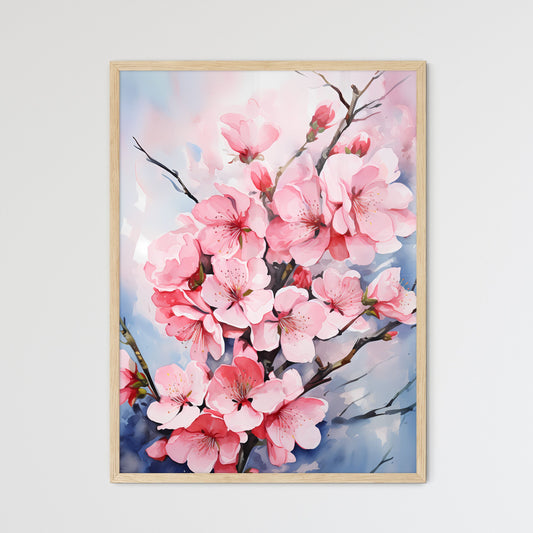 Watercolor Pink Blooming Flowers For Valenti - Framed Art Print