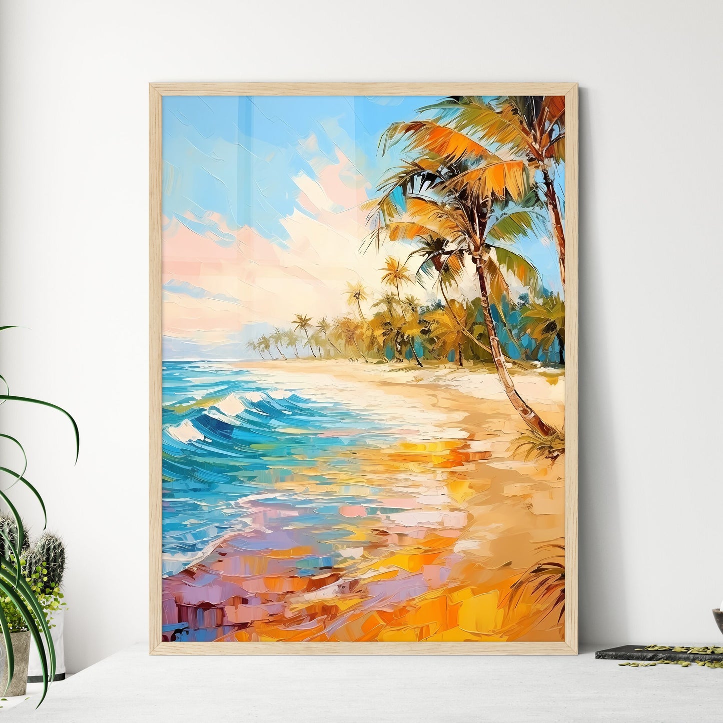 Wide Paradise Beach Panorama Background - A  - Framed Art Print