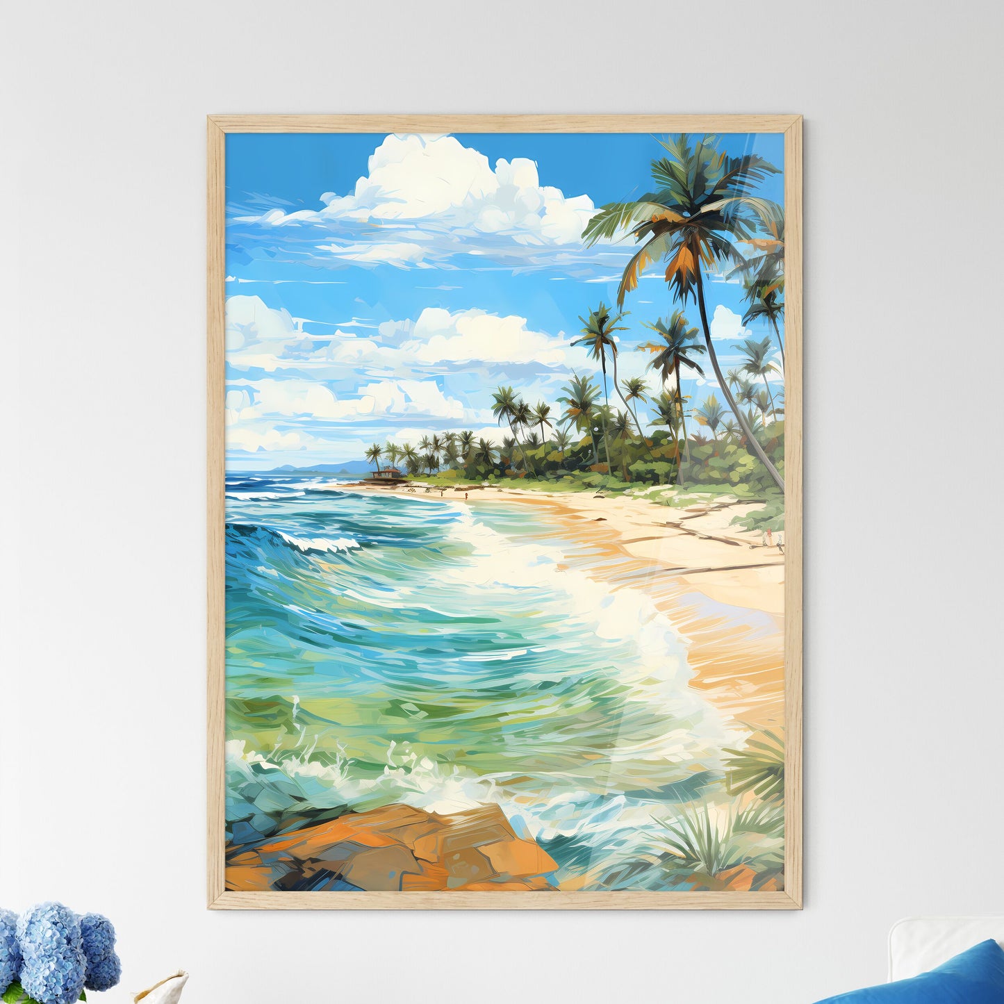 Wide Paradise Beach Panorama Background - A  - Framed Art Print