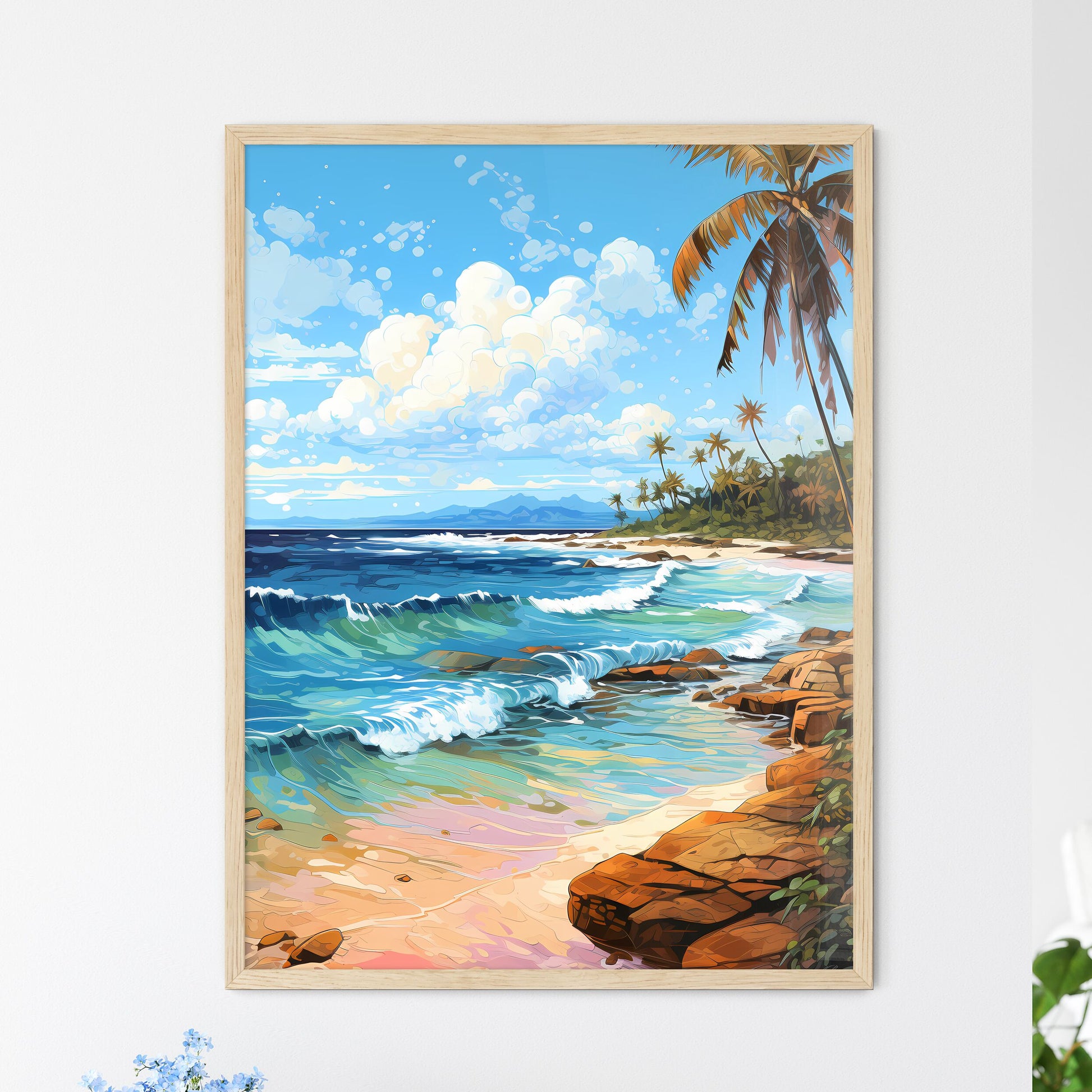 Wide Paradise Beach Panorama Background - A  - Framed Art Print