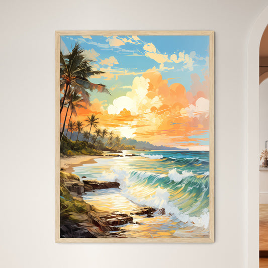 Wide Paradise Beach Panorama Background - A  - Framed Art Print