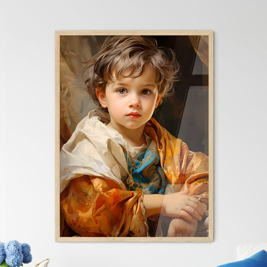 Baby Boy Posing For His First Portrait - A Child With A White Robe Default Title