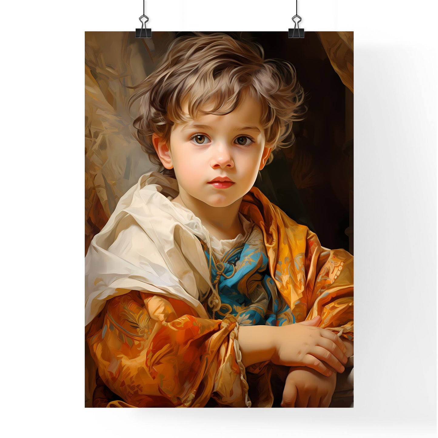 Baby Boy Posing For His First Portrait - A Child With A White Robe Default Title