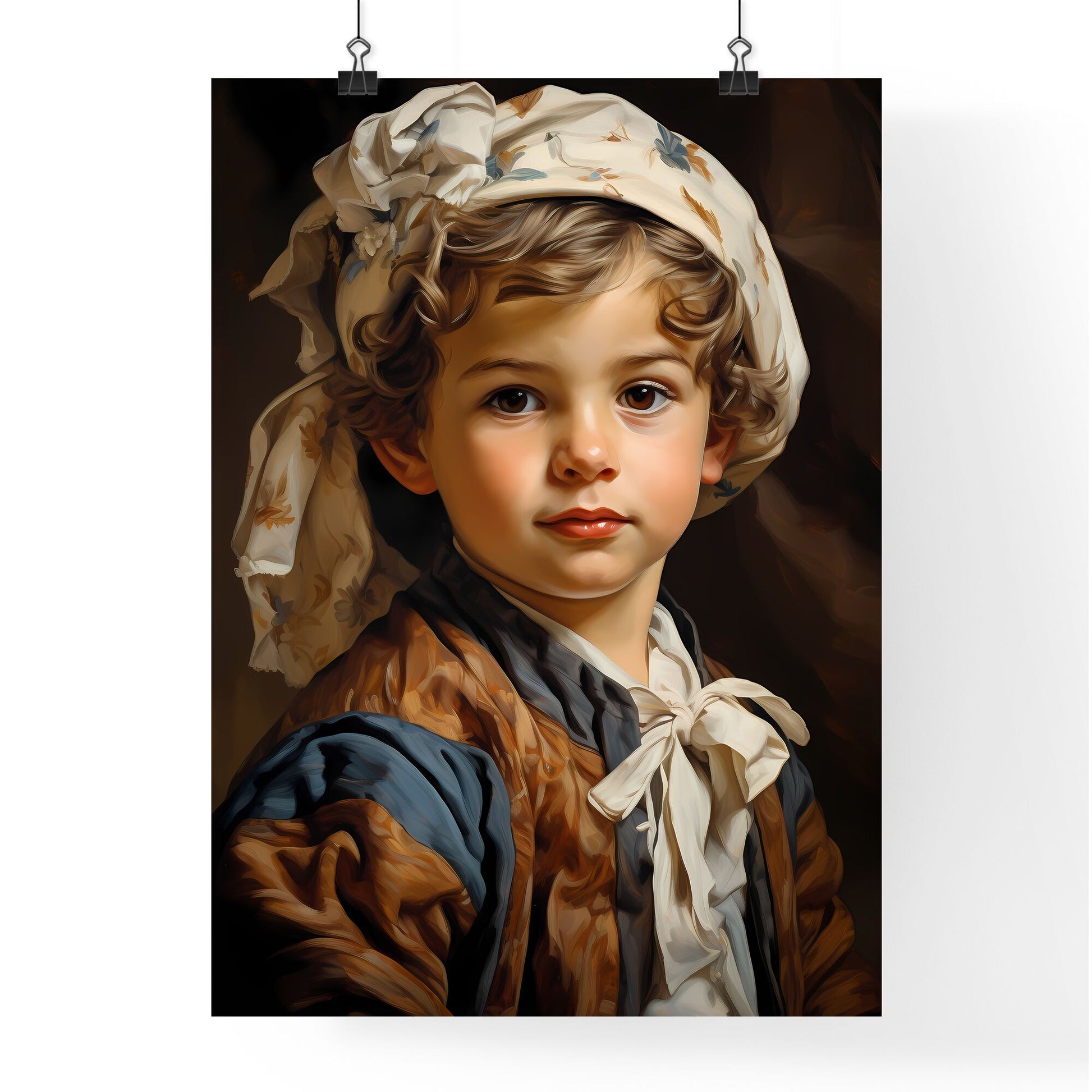Baby Boy Posing For His First Portrait - A Child Wearing A White Hat Default Title