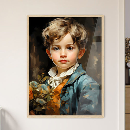 Baby Boy Posing For His First Portrait - A Child Holding Flowers Default Title