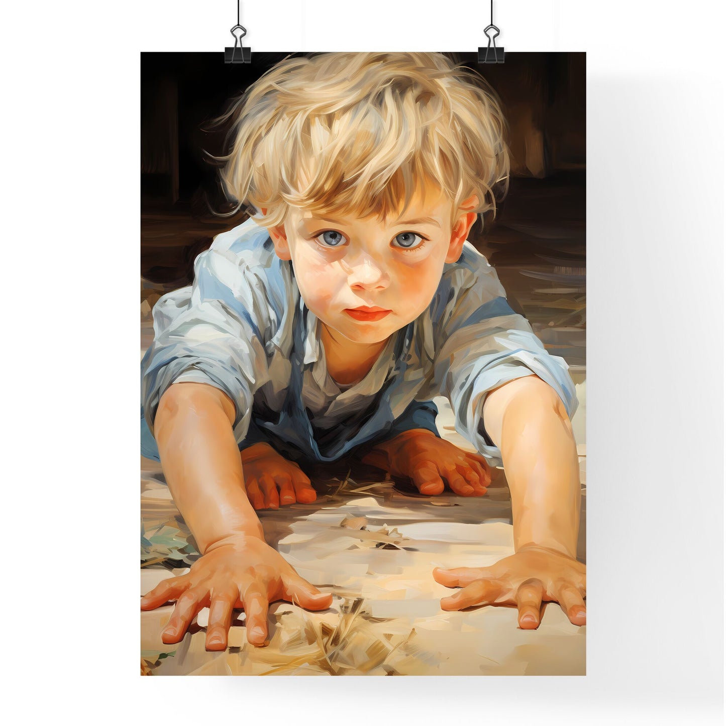 Cute Crawling Baby Boy Playing Indoors - A Child Crawling On The Ground Default Title