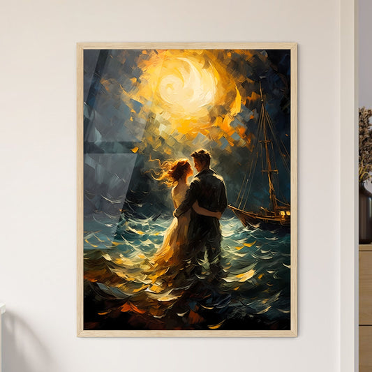 Fischer And His Wife At Stormy Night On The  - Framed Art Print