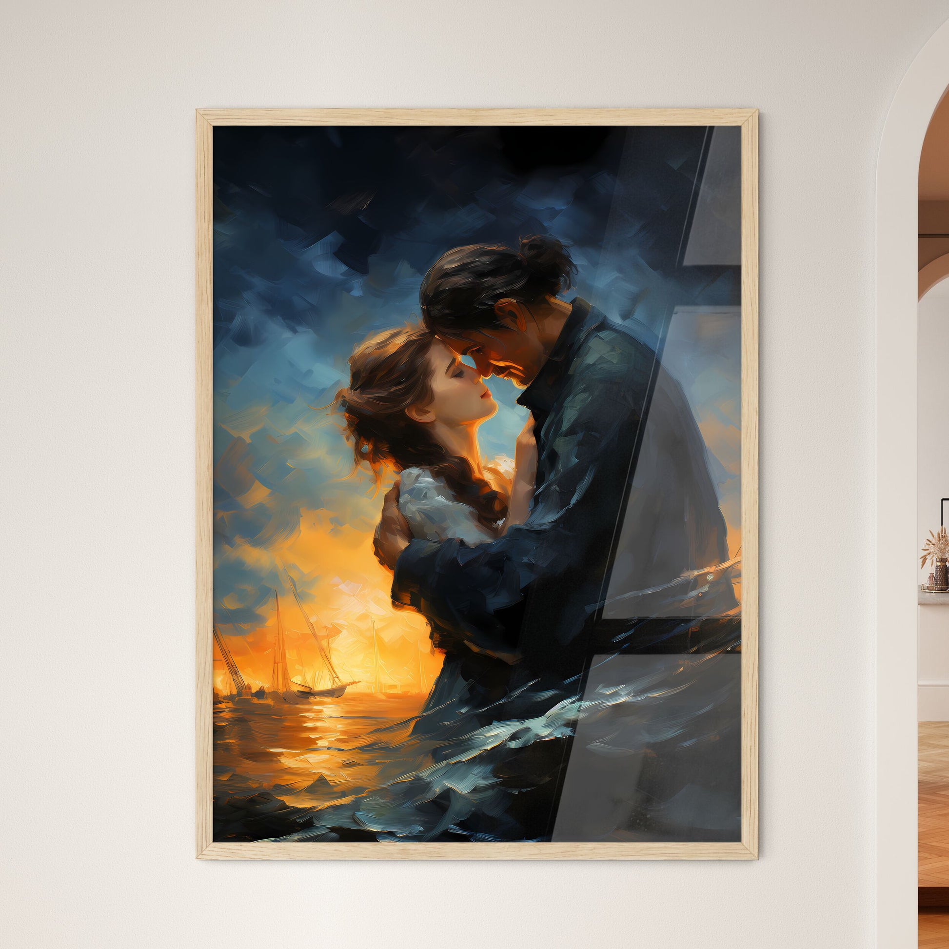 Fischer And His Wife At Stormy Night On The  - Framed Art Print