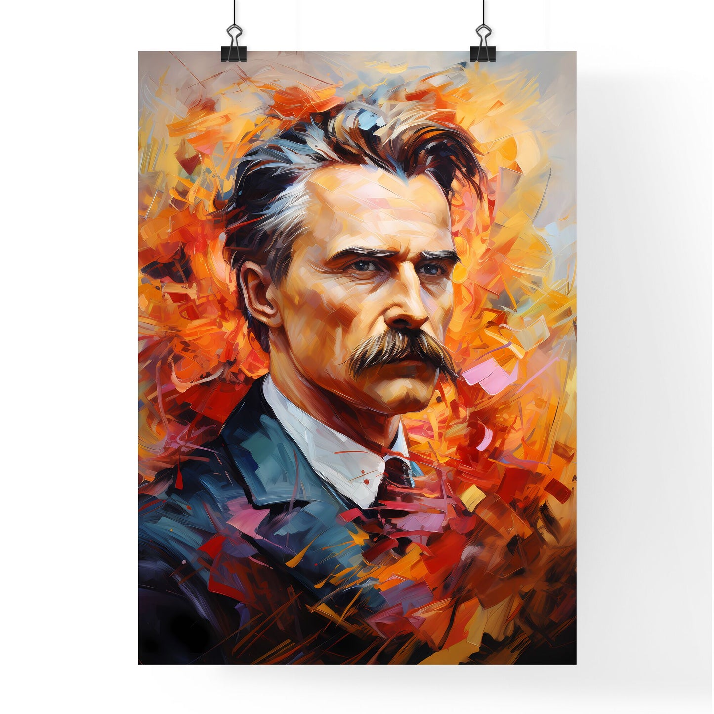 Friedrich Wilhelm Nietzsche German Philosopher - A Painting Of A Man With A Mustache Default Title