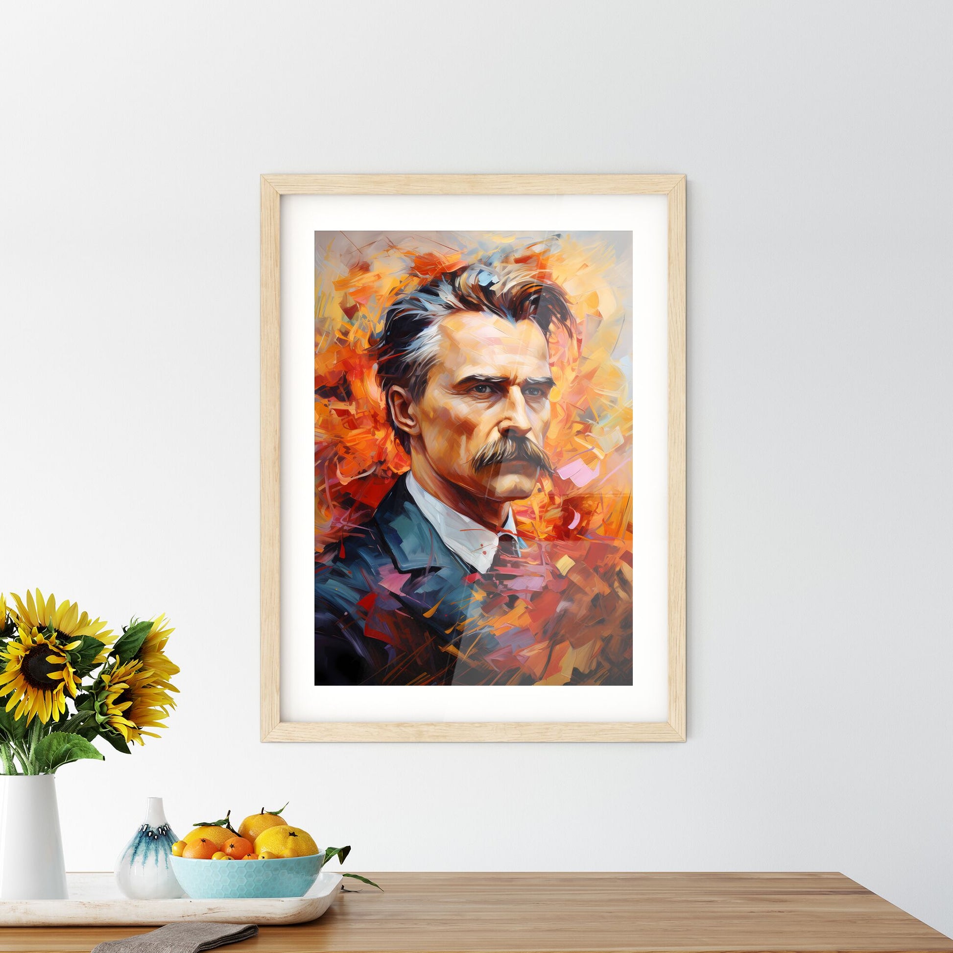 Friedrich Wilhelm Nietzsche German Philosopher - A Painting Of A Man With A Mustache Default Title