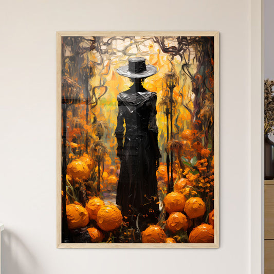 Halloween In Garden Center - A Painting Of A Woman In A Black Dress And Hat Default Title