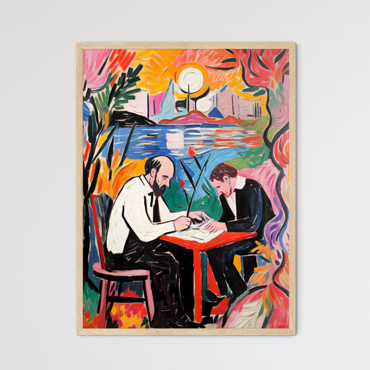 Henri Matisse Is Cutting Some Papers From His Bed - A Painting Of Men Sitting At A Table Default Title
