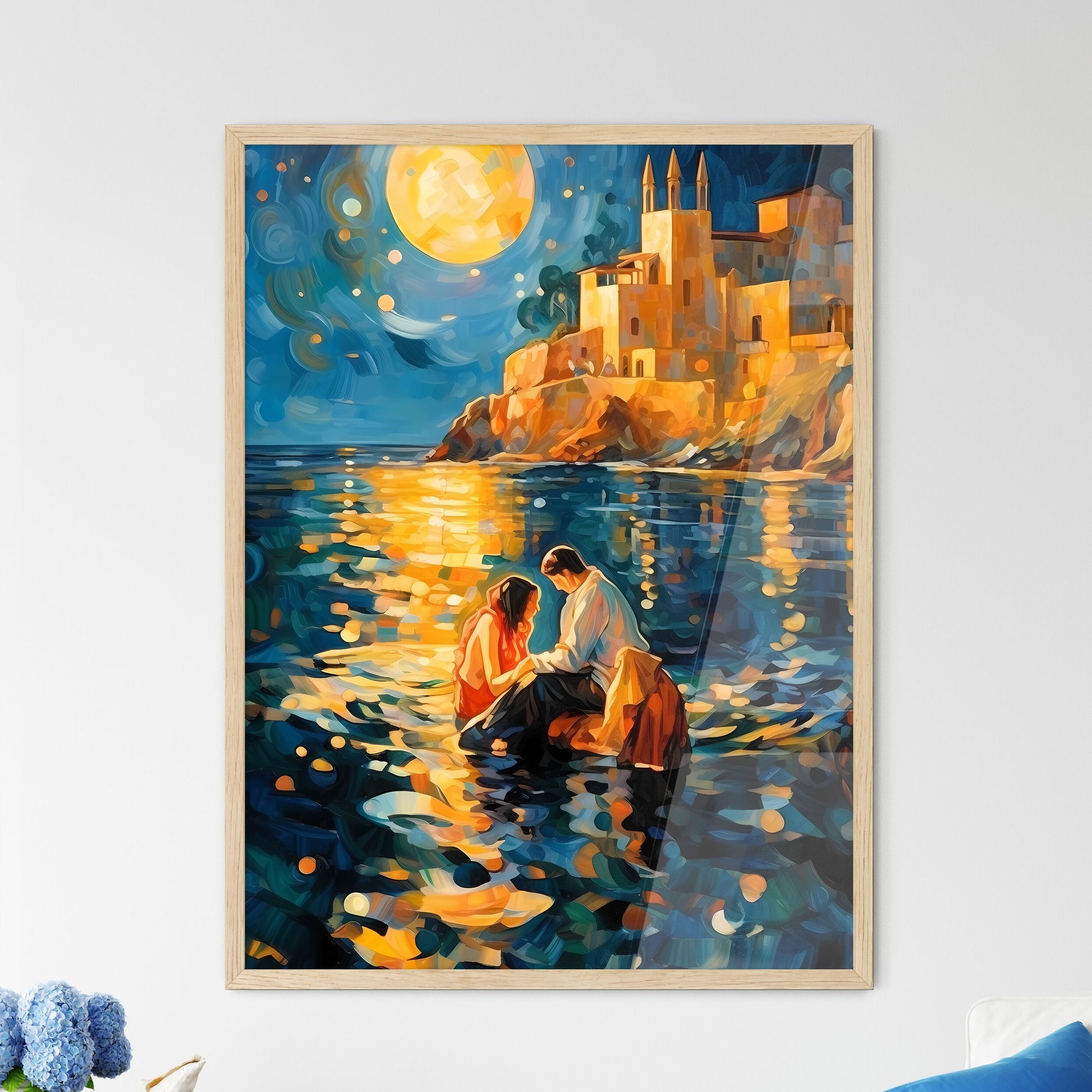 Mediterranean Sea Bath Scene In The Golden 2 - Framed Art Print