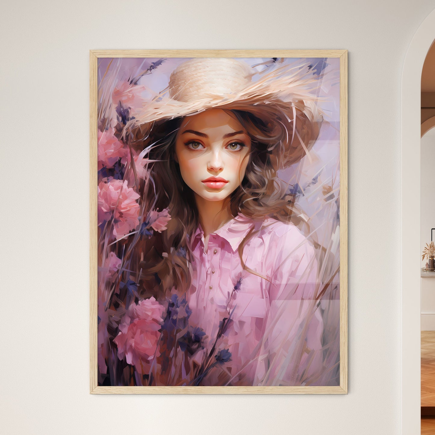 Pink Lavender In Autumn - A Woman In A - Framed Art Print