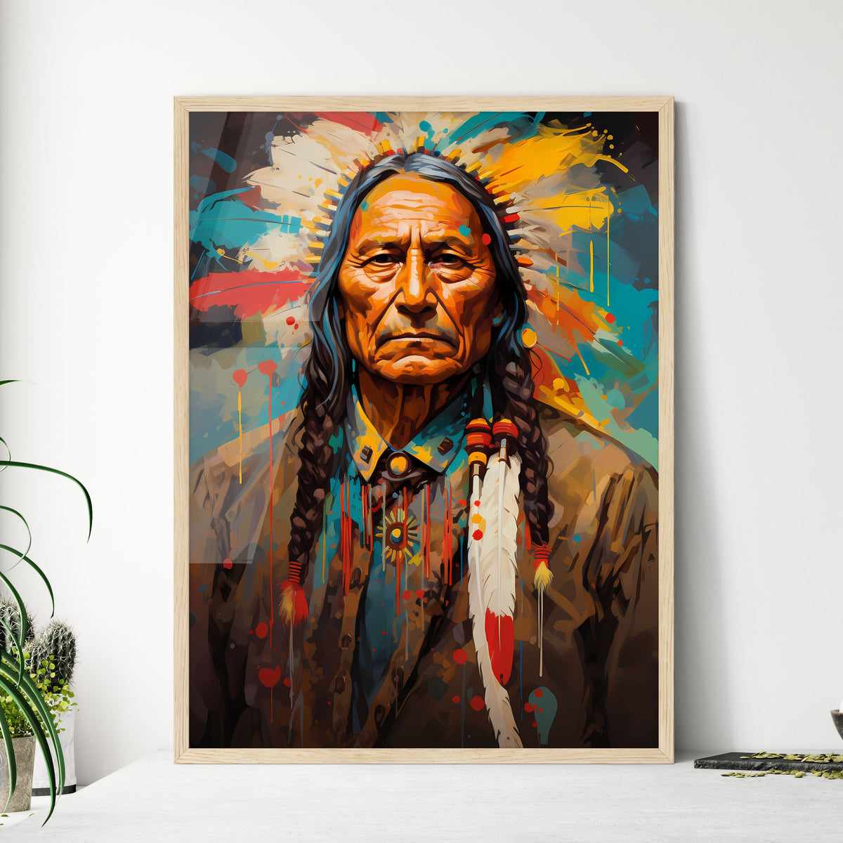 Native Bull Drawing Sitting Bull Native American Leader - A Pain - Framed Art Print – HEBSTREIT