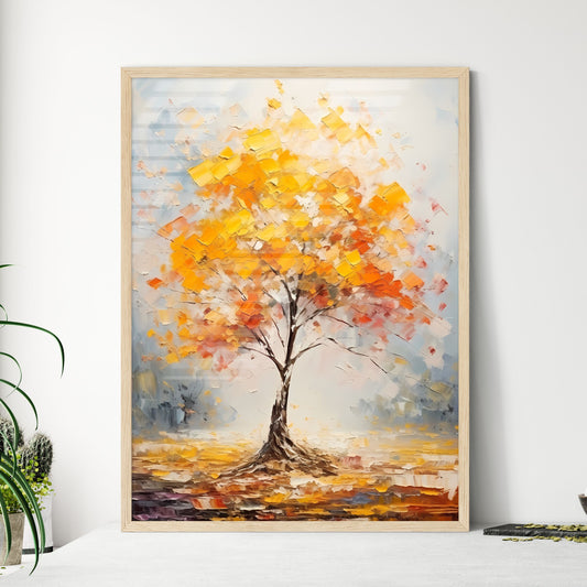 Small Tree In Nursery In Autumn - A Painting Of A Tree With Yellow Leaves Default Title