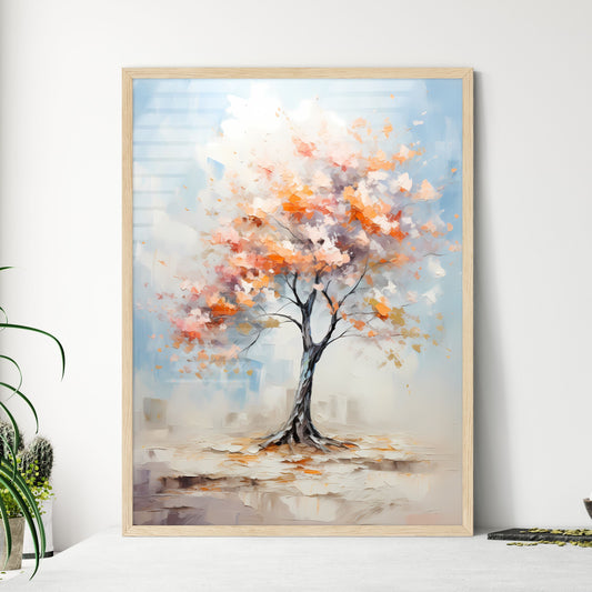 Small Tree In Nursery In Autumn - A Painting Of A Tree With Orange Leaves Default Title