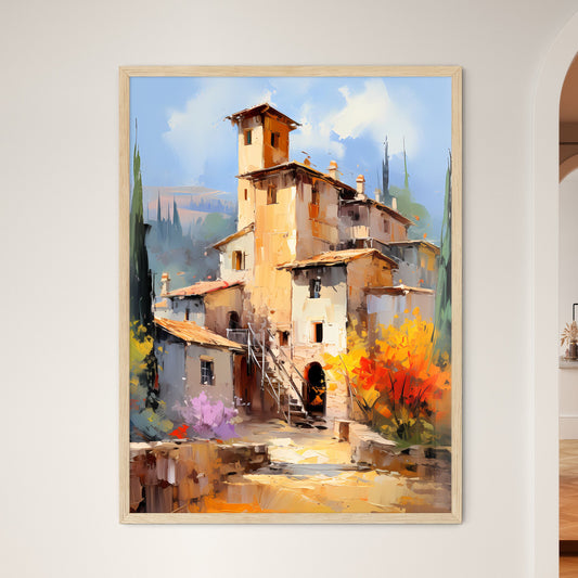 Small Village In Boho Style - A Painting Of A Building With Trees And Bushes Default Title